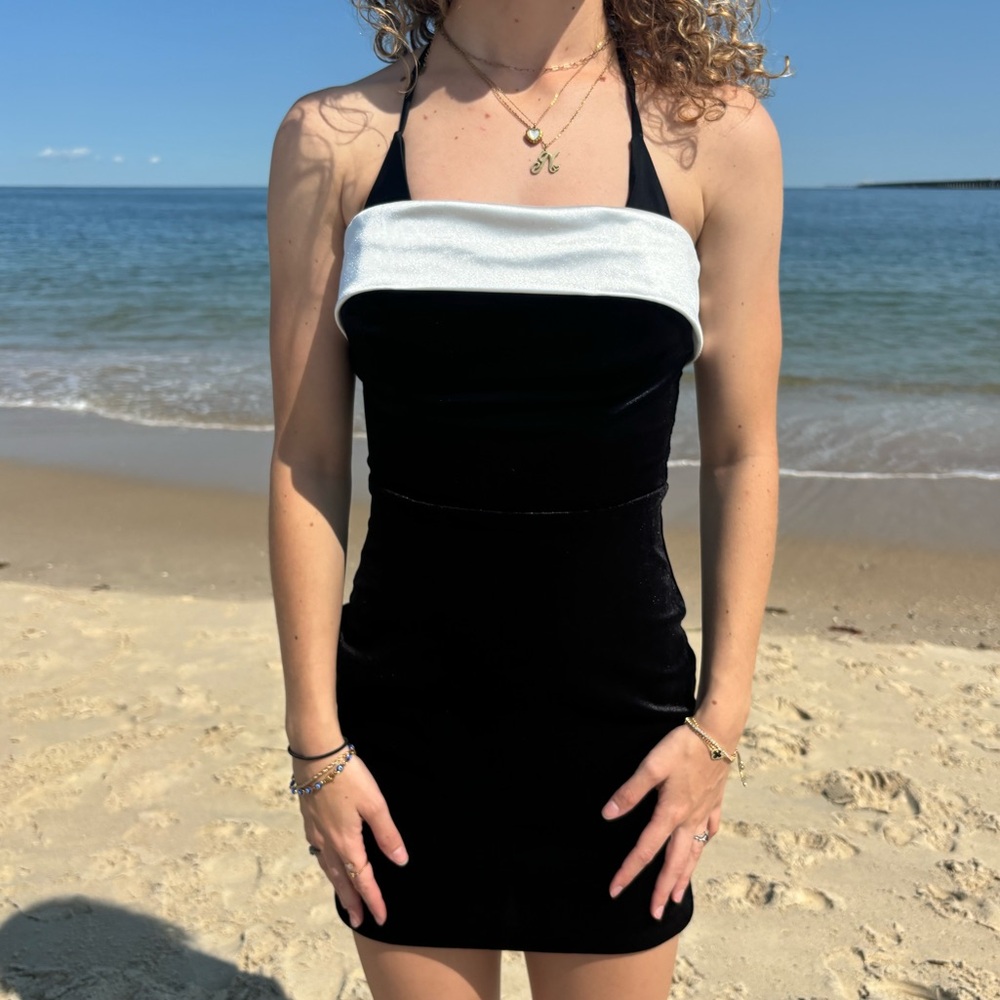B. Darlin Velvet Fold-over Mini Dress